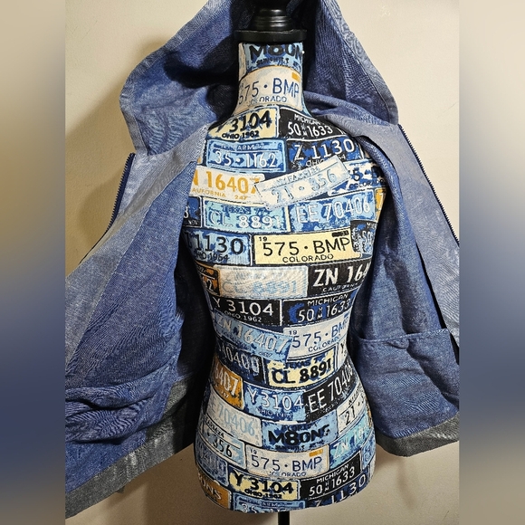 Kate Spade SATURDAY Waxed Linen Lightweight Rain Jacket Large Colorblock - Picture 5 of 9